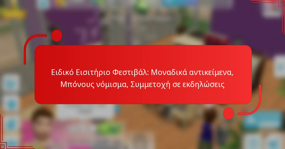 Ειδικό Εισιτήριο Φεστιβάλ: Μοναδικά αντικείμενα, Μπόνους νόμισμα, Συμμετοχή σε εκδηλώσεις