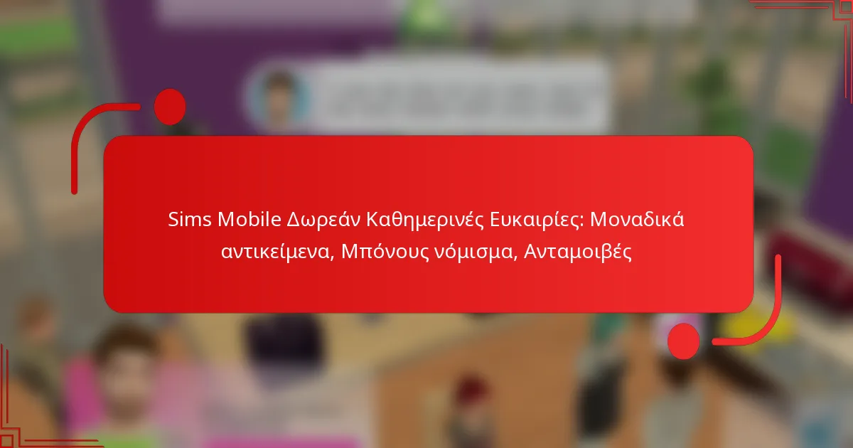 Sims Mobile Δωρεάν Καθημερινές Ευκαιρίες: Μοναδικά αντικείμενα, Μπόνους νόμισμα, Ανταμοιβές